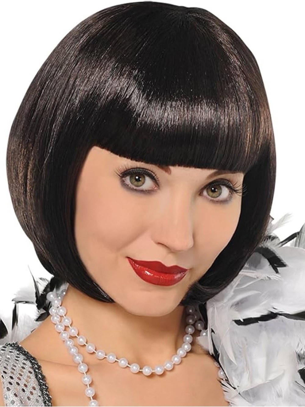 Sleek Short Bob Wig with Blunt Fringe in Black